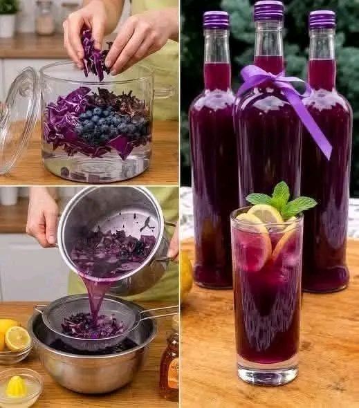 Élixir de Bien-être Violet Vibrant au Chou Rouge et aux Myrtilles